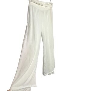 CMC Color Me Cotton Womens Gauze Wide Leg Palazzo Pants Size M Ivory 100% Cotton